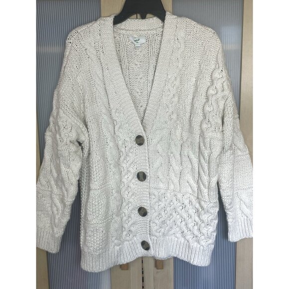 aerie Sweaters - Aerie White Chunky Cardigan Sweater Women’s Sz M Oversized Fisherman Casual